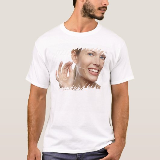 T-shirt Femme contre les dents flossing d'arrière - plan (Devant)