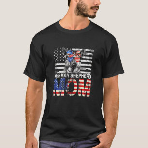 T-shirt Femme Cool Allemand Berger Maman Usa Drapeau Patri