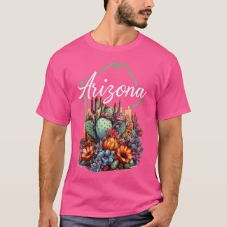 T-shirt Femme Cool Arizona Fleurs florissantes Cactus Outd