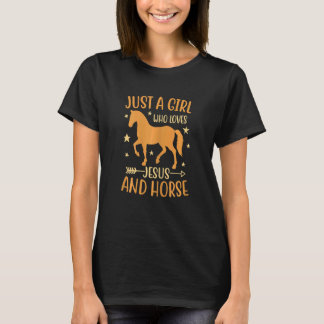 T-shirt Femme Cool Juste Une Fille Qui Aime Jésus Et Cheva
