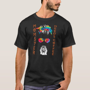 T-shirt Femme Cool Momster Café Mama A Besoin De Café Cute