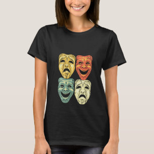 T-shirt Femme Cool Vintage Couleur Théâtre Masque Drôle Dr