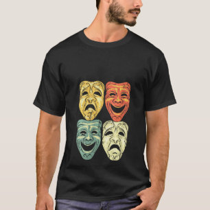 T-shirt Femme Cool Vintage Couleur Théâtre Masque Drôle Dr