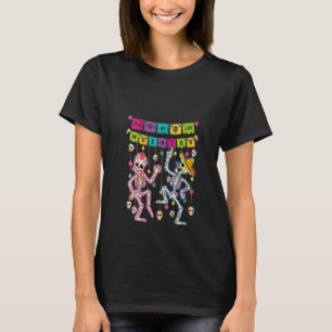 T-shirt Femme Couples Skeleton Danser Sugar Sketch Mexica