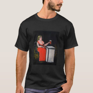 T-shirt Femme courbée avec une tasse de bière