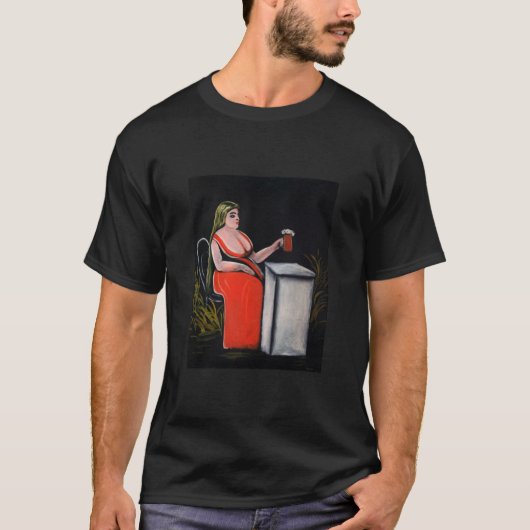T-shirt Femme courbée avec une tasse de bière (Devant)
