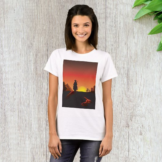 T-shirt femme Cowboy coucher du soleil