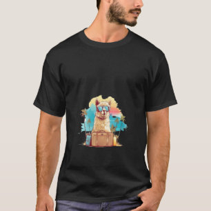 T-shirt Femme Cute Alpaca Avec Suitcase Adventure Boys Gi