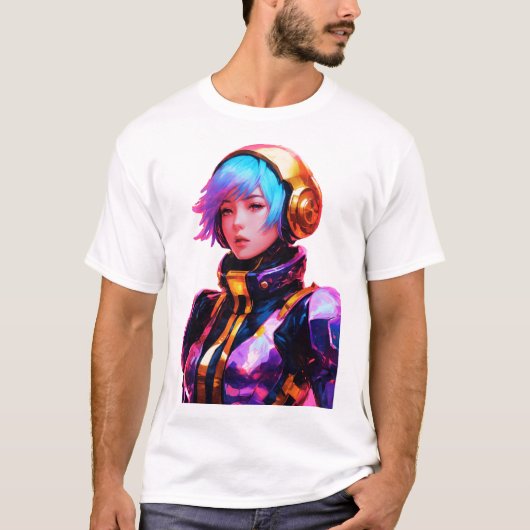 T-shirt Femme Dans Spacesuit Style Anime (Devant)