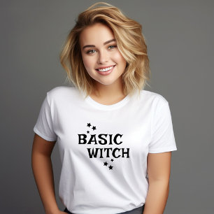 T-shirt Femme de base sorcière noir et blanc Etoile d'Hall