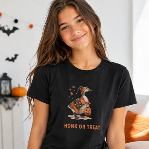 T-shirt Femme de l'oie d'Halloween qui klaxonne ou qui don