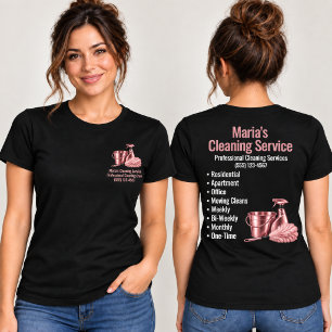 T-shirt Femme de service de nettoyage à domicile rose noir