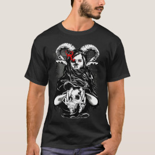T-shirt Femme Démon Diable Avec Des Chevaux Rockers Crâne