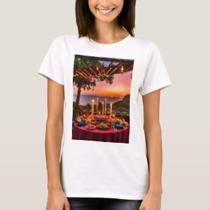 t-shirt femme design au coucher du soleil