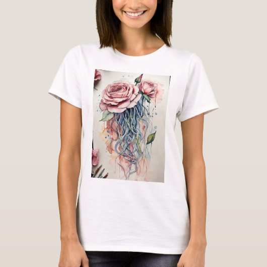 T-shirt femme design rose (Devant)