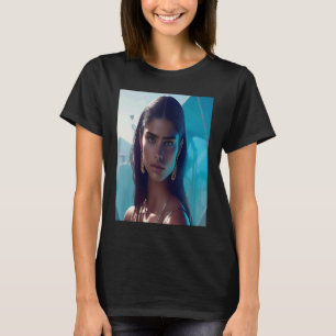 T-shirt Femme Dreamy Blue Sea Ocean Gold Boucles d'oreille