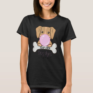 T-shirt Femme Drôle Meilleur Jamais Chien Tante Bubble Gum