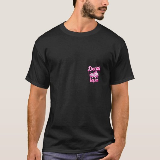 T-shirt Femme Drôle Rose Dental Squad Père Noël Dents Rein (Devant)