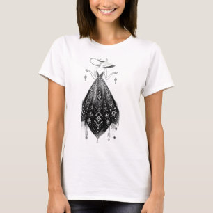 T-shirt Femme Élégante Chapeau Large Robe Perlé Dessin au