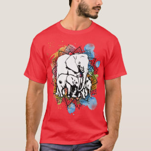 T-shirt Femme Eléphant Famille Animaux Sauvages Mandala Gr