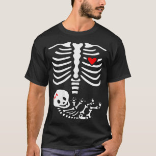 T-shirt Femme Enceinte Maman Halloween Baby Skeleton