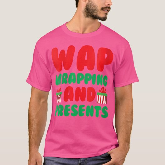 T-shirt Femme Envelopper Et Présente Funny Noël Hip H (Devant)