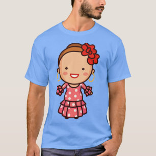 T-shirt Femme espagnole mignonne en robe Polka Dot traditi