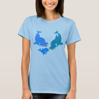 T-shirt femme famille dauphin en caricature mignon