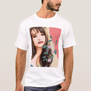 T-shirt Femme femme femme joli visage, portrait art