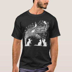 T-shirt Femme Feuille de chat Musique Cute Animaux Musicie