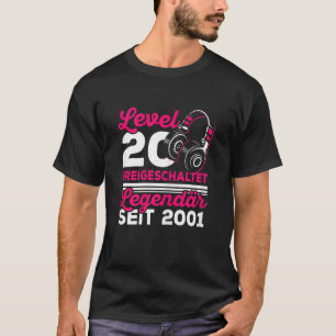 T-shirt Femme Filles Niveau 20e Anniversaire Gamer Vintage