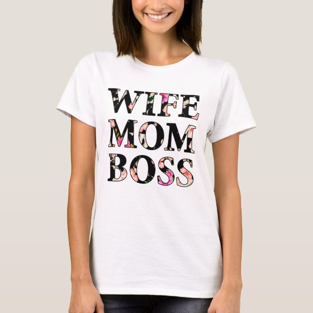 T-shirt Femme Florale colorée Maman Boss (Devant)