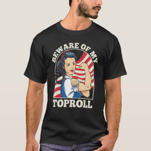 T-shirt Femme forte Mens US Drapeau Arm Lutteur