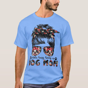 T-shirt Femme French Bulldog Chien Maman Messy Bun Cheveux