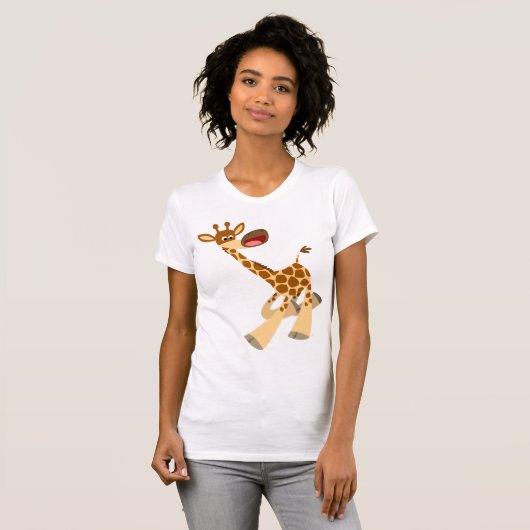 T-shirt Femme Giraffe, joli dessin animé (Devant entier)
