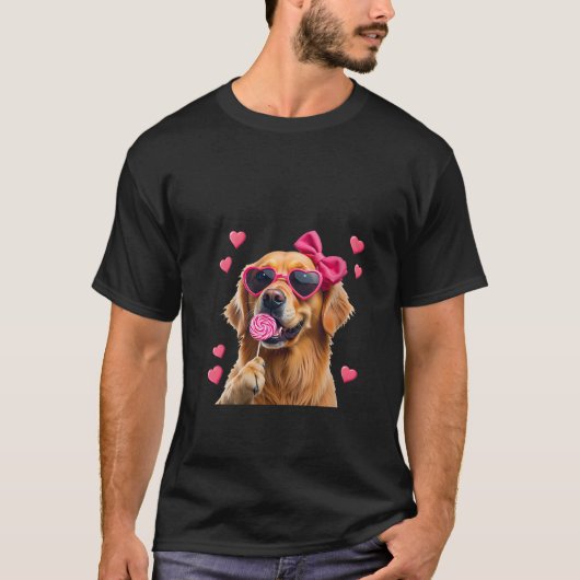 T-shirt Femme Golden Retriever Bubble Gum Coquette Bow Cu (Devant)