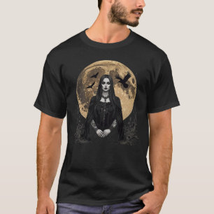 T-shirt femme gothique et corbeaux sur la lune