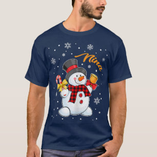 T-shirt Femme Grand-mère Nina Snowman Sucre de canne Noël