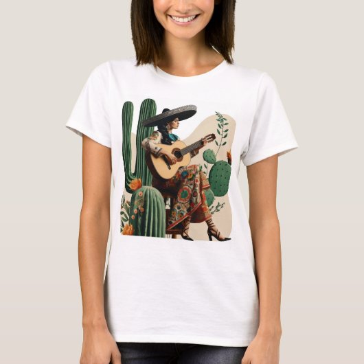 T-shirt Femme guitariste en action" (Devant)