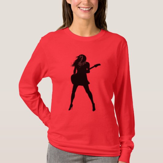 T-shirt femme guitariste rock et roll (Devant)
