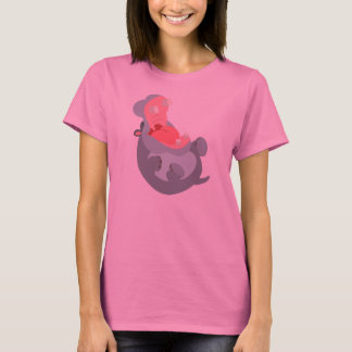 T-shirt femme hippo jote riant caricature
