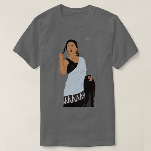 T-shirt Femme indienne sans visage dans noir saree et sans (Design devant)