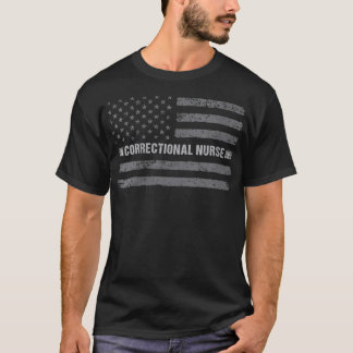 T-shirt Femme Infirmière correctionnelle USA American Flag