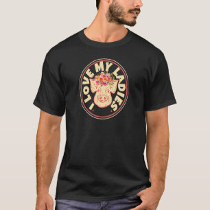 T-shirt Femme J'Aime Mes Dames Cochon Animal Farmer mignon