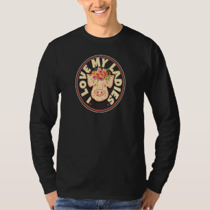 T-shirt Femme J'Aime Mes Dames Cochon Animal Farmer mignon