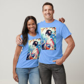 T-shirt Femme japonaise avec un papillon bleu (Unisexe)