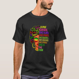 T-shirt Femme Juin Fille Elle Étouffe & Prie Anniversaire