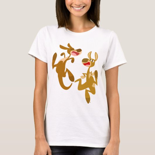 T-shirt femme Kangaroos Bouncy Cartoon mignonne (Devant)