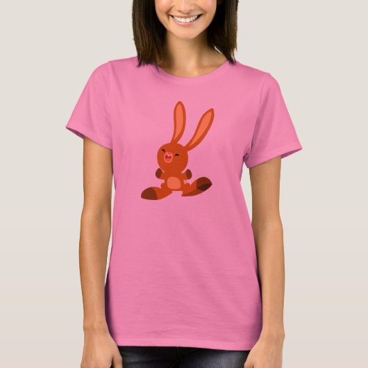 T-shirt femme lapin joyeux en caricature (Devant)