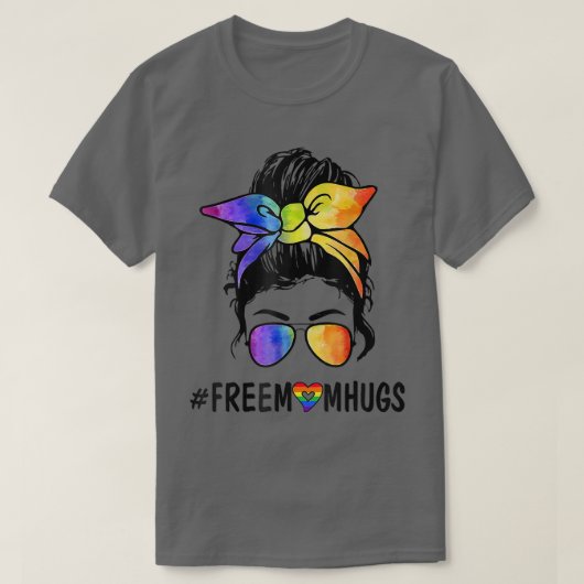 T-shirt Femme Libérer Maman Hugs Messy Bun LGBT Pride Arc (Design devant)